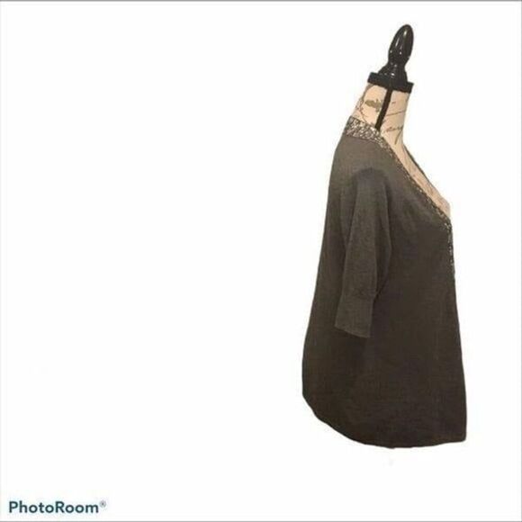 Apt 9 Sequin Short Sleeve Gray Cardigan - Picture 3 of 13